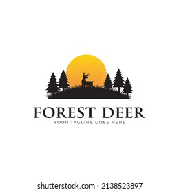 travel badge with pine trees textured vector illustration and "forest adventure" inspirational, animal deer vector, animal wolf vector, logo vector