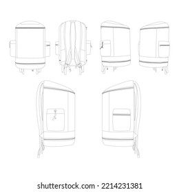 Travel bag all side view vector.