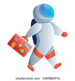 Travel bag astronaut icon. Cartoon of travel bag astronaut vector icon for web design isolated on white background