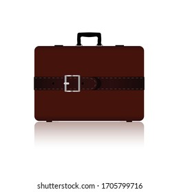 travel bag with belts in brown color three variant on white