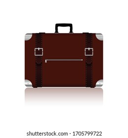 travel bag with belts in brown color four variant on white