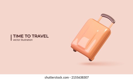 Travel Bag. Travel creative concept in Realistic 3d cartoon minimal style. Vector illustration