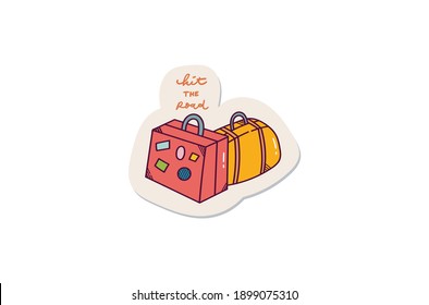 Travel bag doodle sticker design