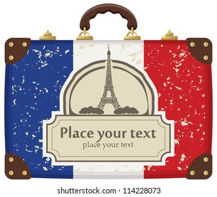 travel bag with the flag of Paris and the Eiffel Tower
