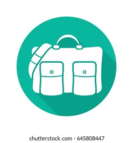 Travel bag flat design long shadow glyph icon. Handbag. Vector silhouette illustration
