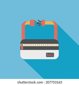 travel bag, flat icon with long shadow