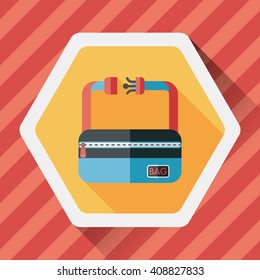 travel bag, flat icon with long shadow