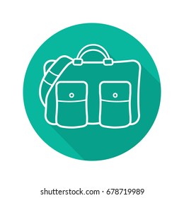 Travel bag flat linear long shadow icon. Handbag. Vector outline symbol