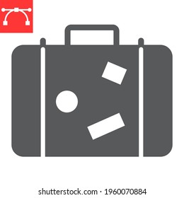 Travel bag glyph icon, suitcase and baggage, luggage vector icon, vector graphics, editable stroke solid sign, eps 10