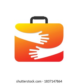 travel bag with hand hug illustration