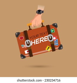 travel bag in hand. Place your own text  - vector illustration