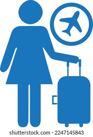 Travel with bag icon, travel backpack icon blue vector