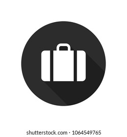 Travel bag icon, baggage vector symbol isolated on circle.