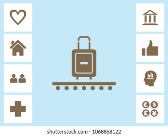 Travel Bag Icon With Bonus Icons. Eps-10.