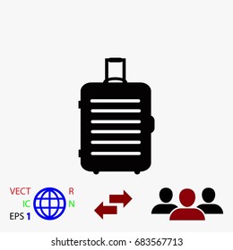 travel bag icon, flat design best vector icon