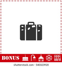 Travel bag icon flat. Simple vector symbol and bonus icon