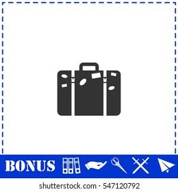 Travel bag icon flat. Simple vector symbol and bonus icon