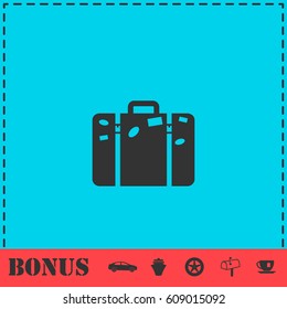 Travel bag icon flat. Simple vector symbol and bonus icon