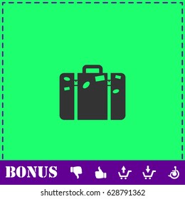 Travel bag icon flat. Simple vector symbol and bonus icon