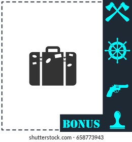 Travel bag icon flat. Simple vector symbol and bonus icon