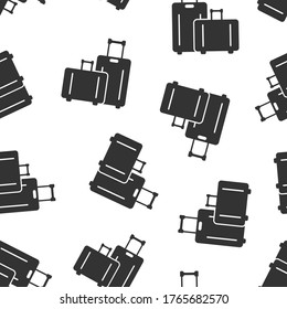 Travel bag icon in flat style. Luggage vector illustration on white isolated background. Baggage seamless pattern business concept.