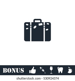 Travel bag icon flat. Vector illustration symbol and bonus pictogram