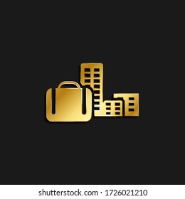 Travel, bag, icon gold icon. Vector illustration of golden style