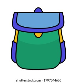 Travel bag icon isolated on white background. Green and blue bag illustration