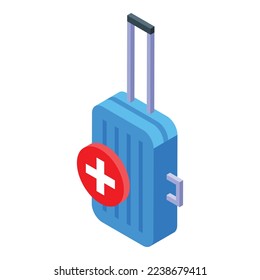 Icono de bolsa de viaje vector isométrico. Vacaciones máscaras. Equipo de verano