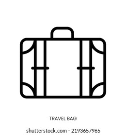 travel bag icon. Line Art Style Design Isolated On White Background