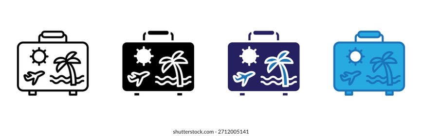 Ícone de bolsa de viagem ilustração de vetor de estilo múltiplo