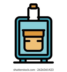 Travel bag icon. Outline travel bag vector icon color flat isolated