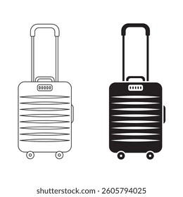 Travel bag icon set, luggage symbol, vacation, tourism vector illustration.