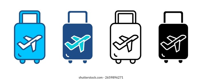 Ícone De Bolsa De Viagem Definido Com Vários Estilos. Ilustração de vetor