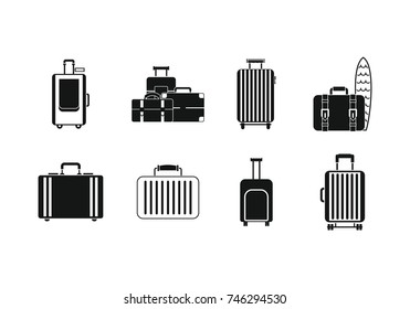 Travel bag icon set. Simple set of travel bag vector icons for web design isolated on white background