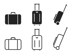 Travel Bag Icon Set. Vacation, Baggage And Luggage Symbol. Isolated Vector Image In Simple Style