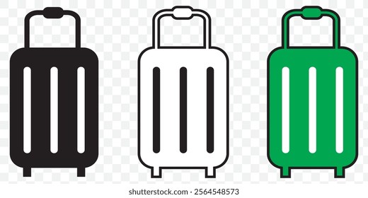 travel bag icon set. vacation, tourism and luggage symbol. isolated vector image. eps 10.