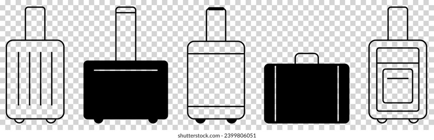 Travel bag icon set. Vector illustration isolated on transparent background