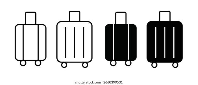 Travel bag icon set vector. suitcase, bag, luggage, baggage symbol