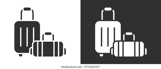 Colección De Vector Del Icono Del Bolso Del Viaje Aislado En Blanco Y Negro