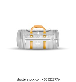 Travel Bag icon / Stock Vector travel bag, light gray, orange, white background.