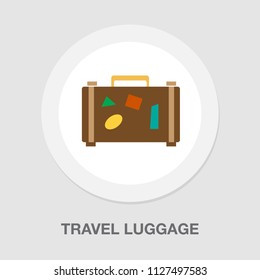 Travel Bag Icon - Suitcase With Stickers, Travel And Tourism Concept, Holiday Icon. Luggage