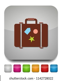 travel bag icon - Suitcase with stickers, travel and tourism concept, holiday icon
