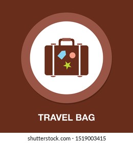 Travel Bag Icon - Suitcase With Stickers, Travel And Tourism Concept, Holiday Icon