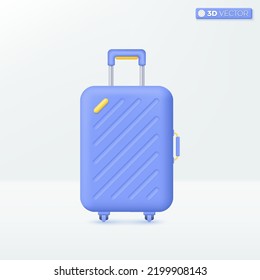 símbolos de icono de bolsos de viaje. Maleta, planificación de viajes, servicio, Turismo y concepto de viajes. Diseño de ilustración aislada vectorial 3D. Dibujo en tonos pastel Estilo minimalista. Se puede usar para diseño ux, ui, anuncio de impresión.