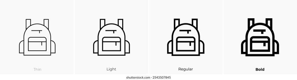 travel bag icon. Thin, Light Regular And Bold style design isolated on white background