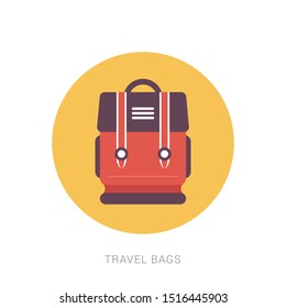 Travel bag icon, vector travel bag, isolated travel bag. Yellow theme concept