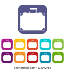 Travel bag icons set vector illustration in flat style In colors red, blue, green and other