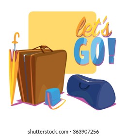 Travel Bag Let's Go Vector Illustration