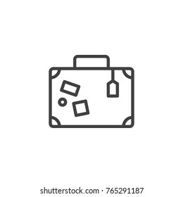 Travel bag line icon, outline vector sign, linear style pictogram isolated on white. Baggage, luggage symbol, logo illustration. Editable stroke
